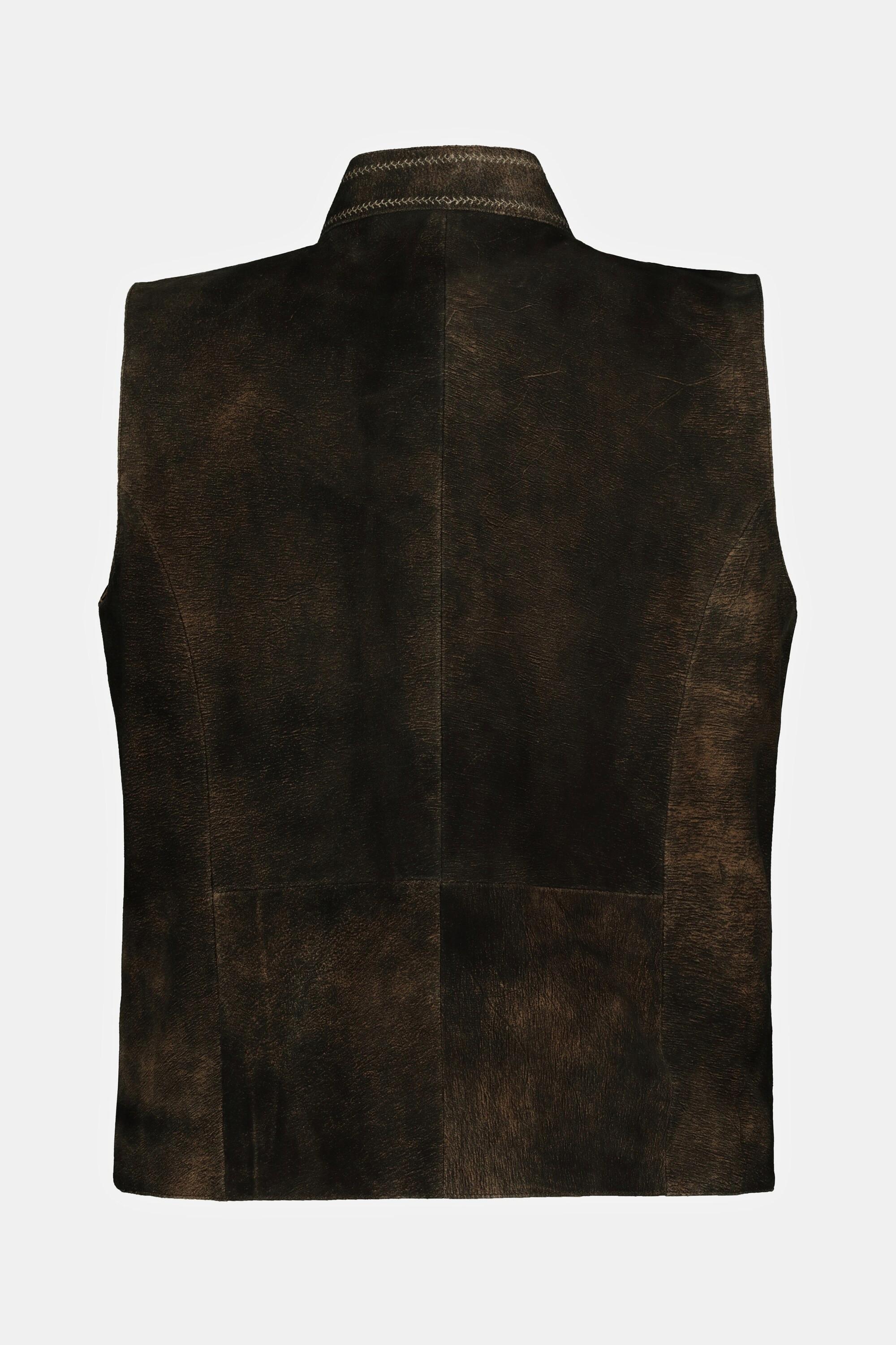 JP1880  Gilet in tradizionale stile Tracht di pelle scamosciata di capra con colletto alto 