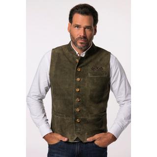 JP1880  Gilet in tradizionale stile Tracht di pelle scamosciata di capra con colletto alto 