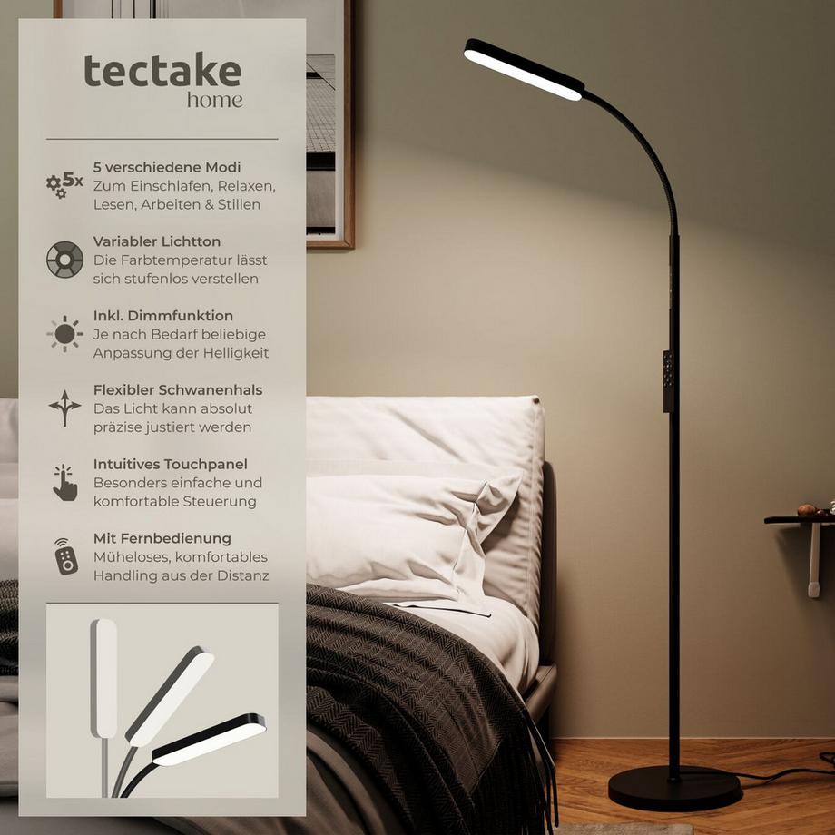 Tectake  Lampadaire PRISMA 5 modes d'éclairage LED 12 W 