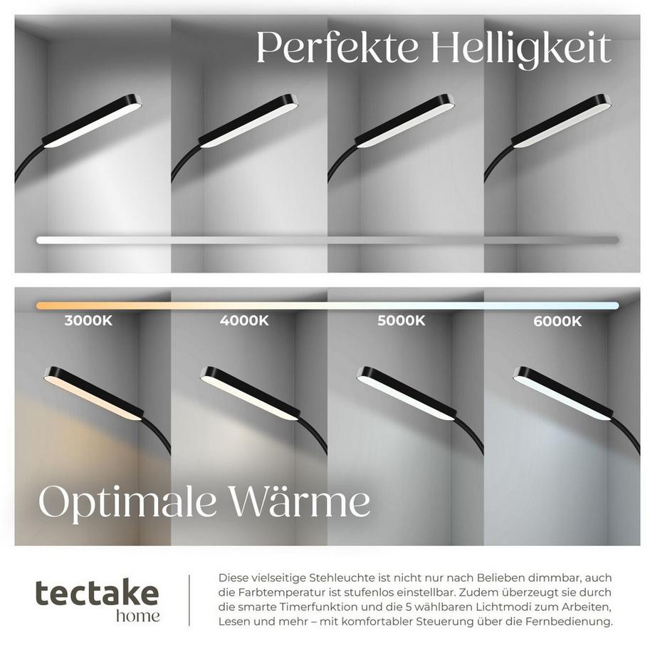 Tectake  Lampadaire PRISMA 5 modes d'éclairage LED 12 W 