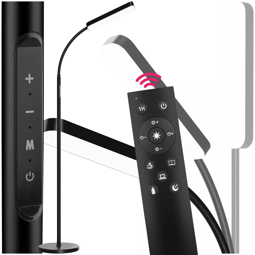 Tectake – Stehlampe Prisma LED, 5 Lichtmodi, 12 W, dimmbar, One Size, Schwarz
