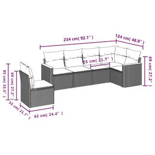 VidaXL Ensemble de canapés de jardin rotin synthétique  