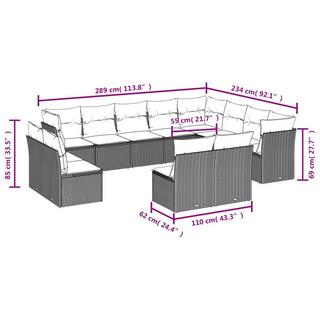 VidaXL Ensemble de canapés de jardin rotin synthétique  