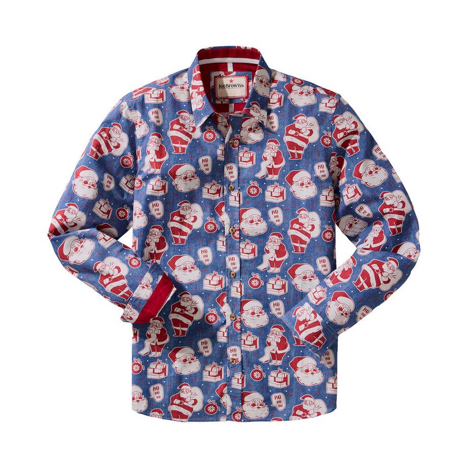 Joe Browns Langarmhemd mit Weihnachtsmannmotiv  