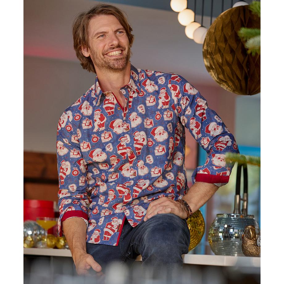 Joe Browns Langarmhemd mit Weihnachtsmannmotiv  