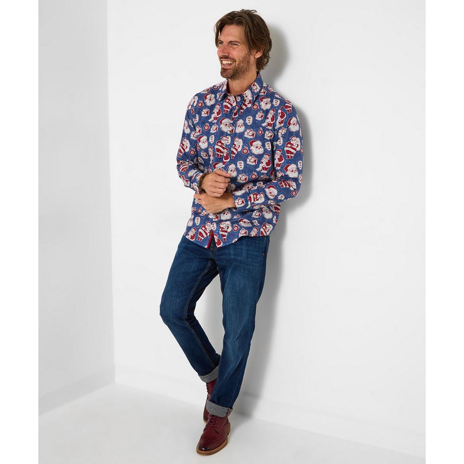 Joe Browns Langarmhemd mit Weihnachtsmannmotiv  