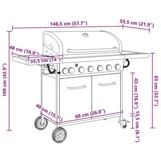 VidaXL Barbecue à gaz acier  