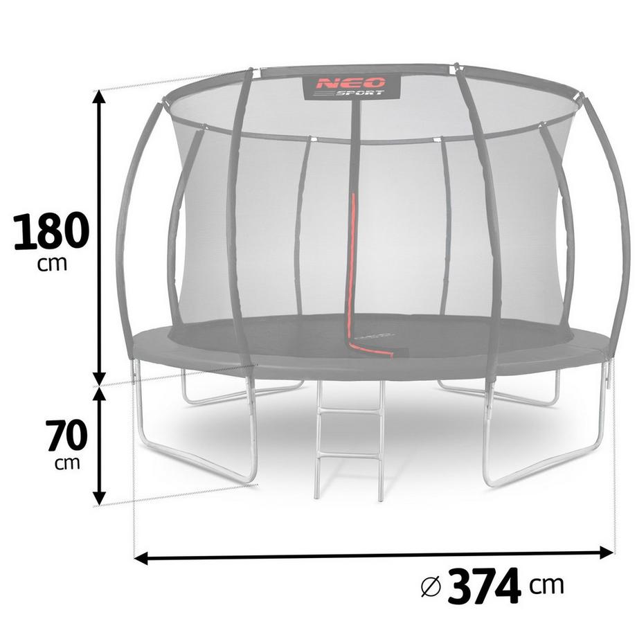 B2X Trampolino da giardino 12ft/374cm con rete di sicurezza interna Neo-Sport  
