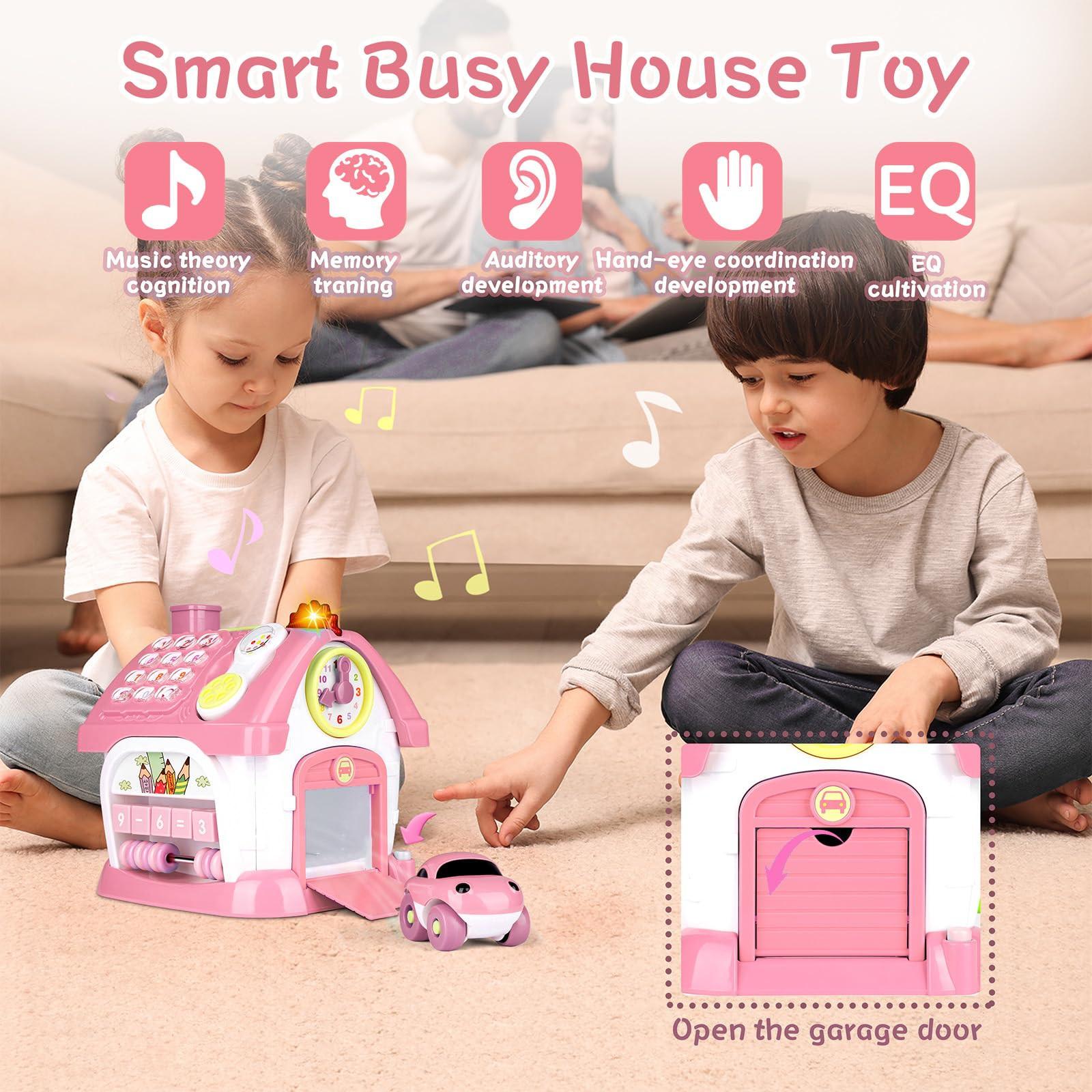 Activity-board  8-in-1-Kleinkindspielzeug mit Ton/Licht/Musik/Uhr/Telefon/Auto Intelligent Busy Learning House 