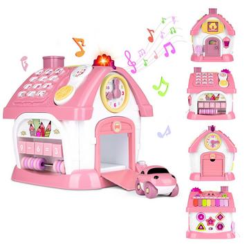 8-in-1-Kleinkindspielzeug mit Ton/Licht/Musik/Uhr/Telefon/Auto Intelligent Busy Learning House