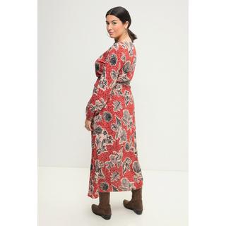 Studio Untold  Robe maxi coupe trapèze. Décolleté en V et manches longues, imprimé floral 