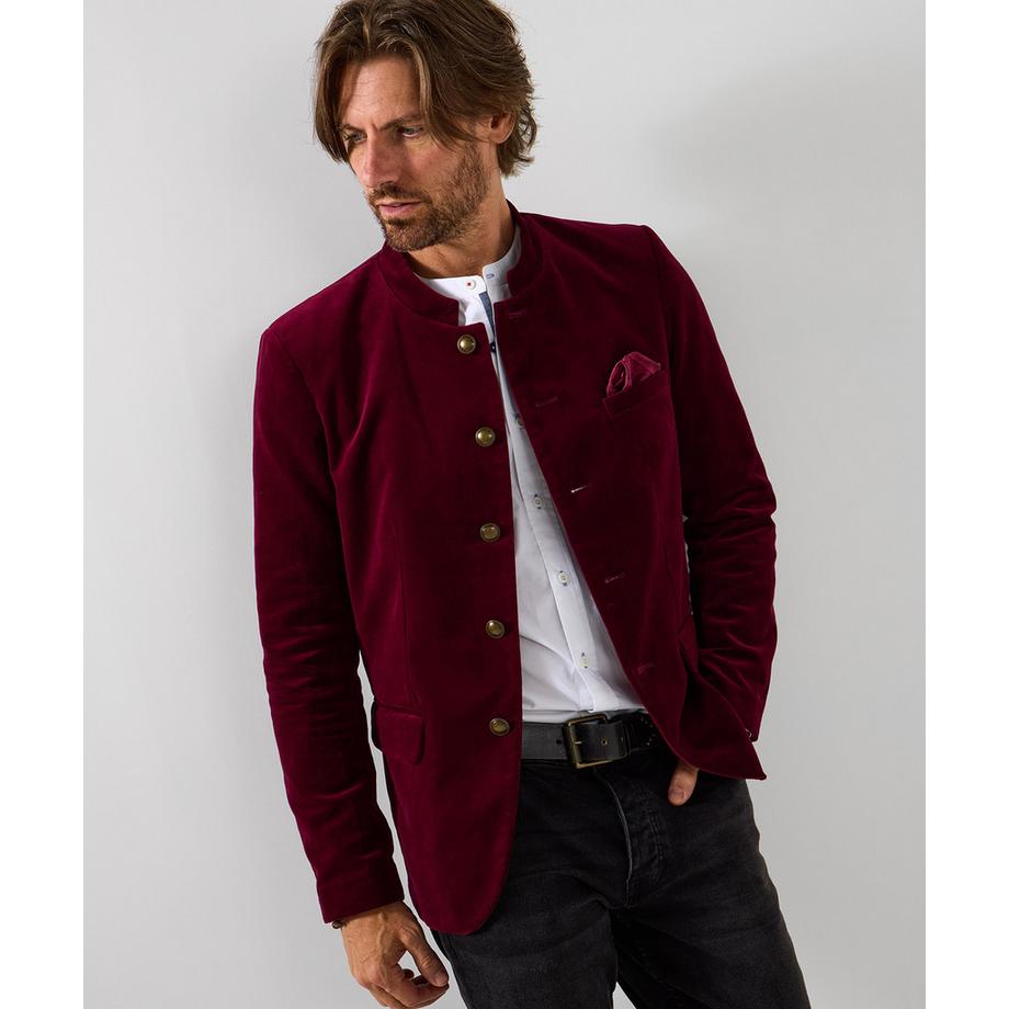 Veloursjacke mit Nehru-Kragen