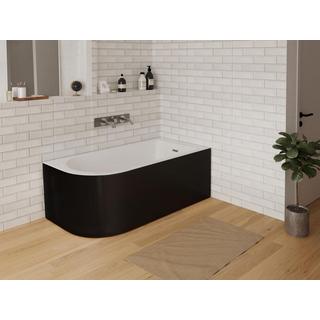 SHOWER DESIGN Eckbadewanne - 201 L - 150 x 75 x 58 cm - Schwarz glänzend - Ecke rechts - ANIKA  