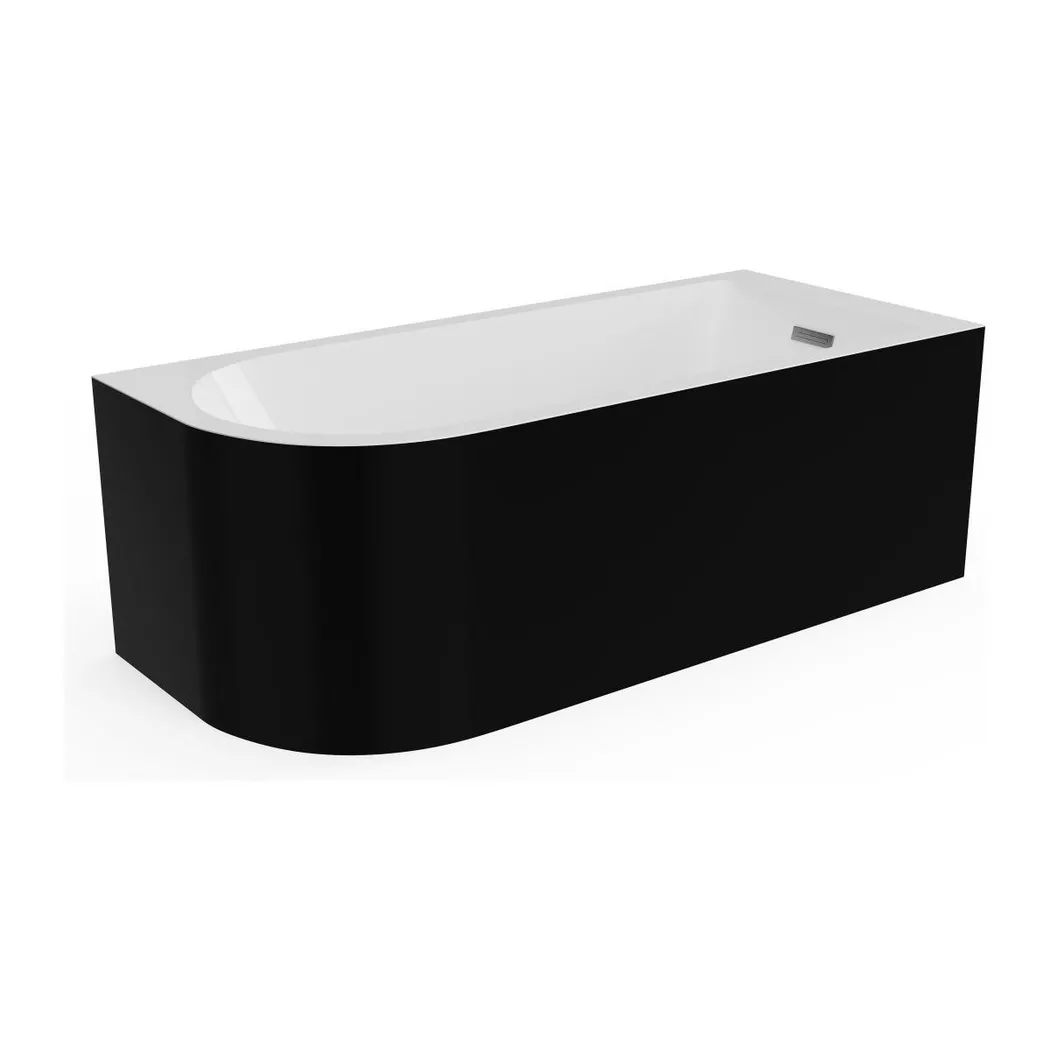 SHOWER DESIGN - Vasca angolare 201 litri 150 x 75 x 58 cm Nero brillante Angolo a destra - ANIKA, One Size