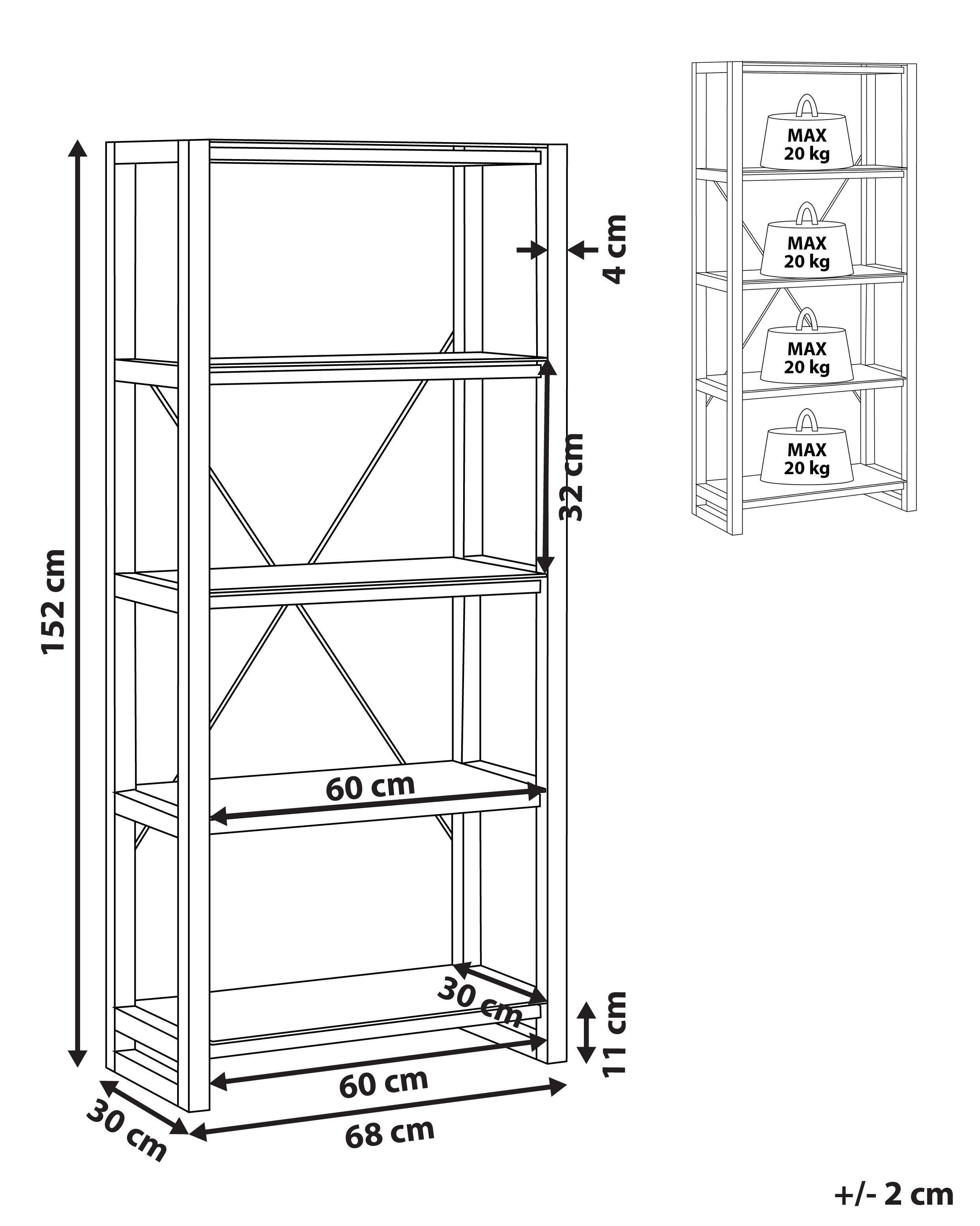 Beliani Bücherregal mit 4 Fächern aus Faserplatte Modern JENKS  