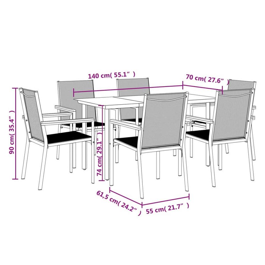 VidaXL set da pranzo da giardino  