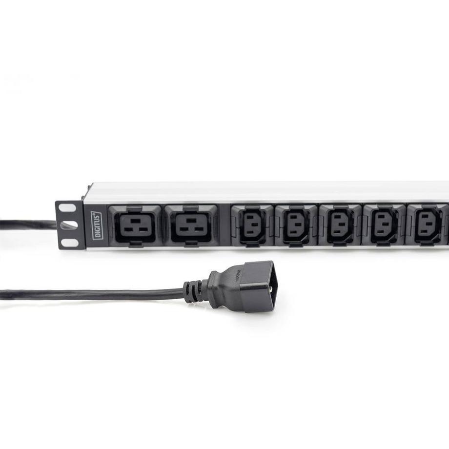 Digitus  PDU en 1HE, montage en rack, 8 x C13, 2 x C19 16 A, 230 VAC, 50/60Hz, prise IEC C20 