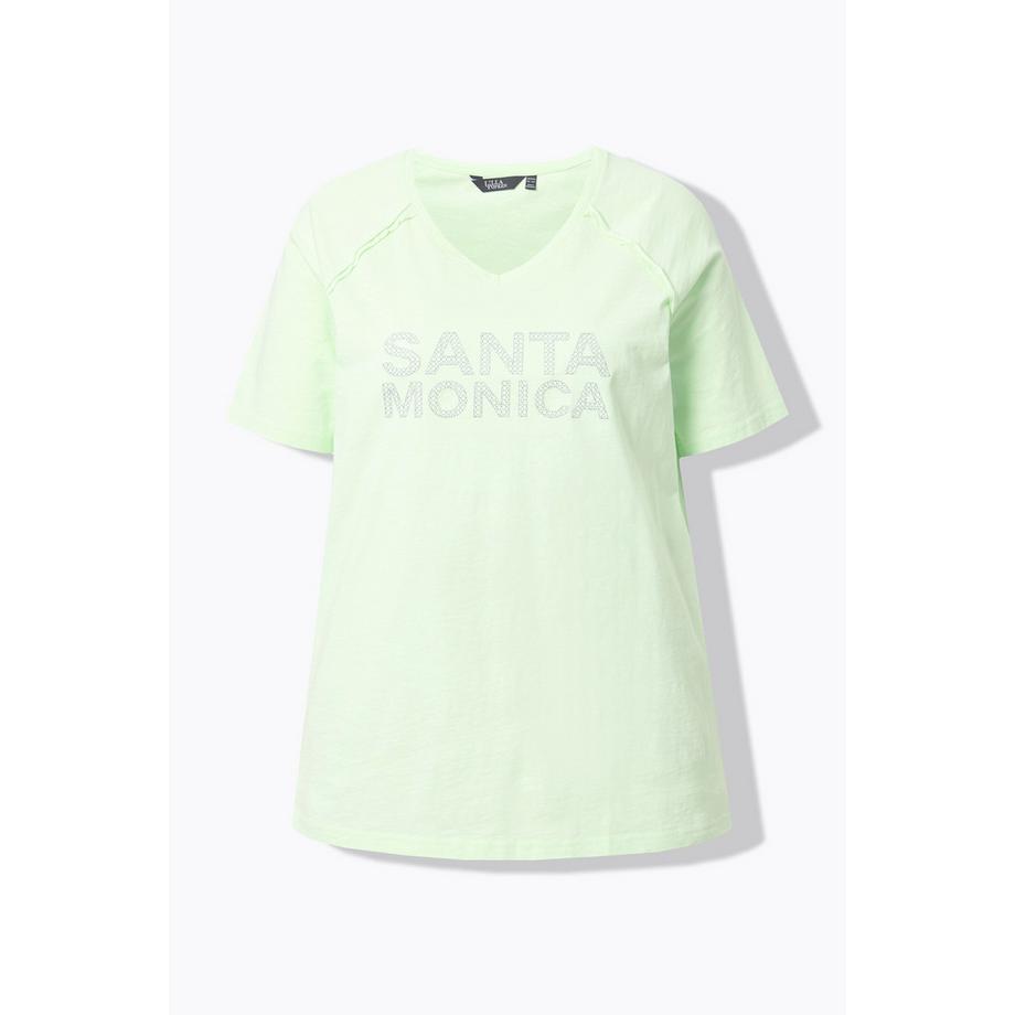 Ulla Popken Santa Monica Taglio Svasato Scollatura a V Mezze Maniche T-Shirt  