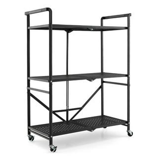 B2X Klappbare Servierwagen mit 4 Rollen 3 Etagen Metallregal für Küche Büro  
