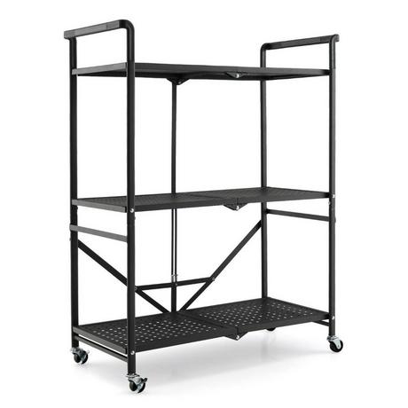 B2X Klappbare Servierwagen mit 4 Rollen 3 Etagen Metallregal für Küche Büro  