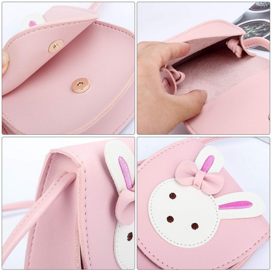 Only-bags.store  Kinder Umhängetasche, niedliche Hase Crossbody Tasche, PU-Leder 