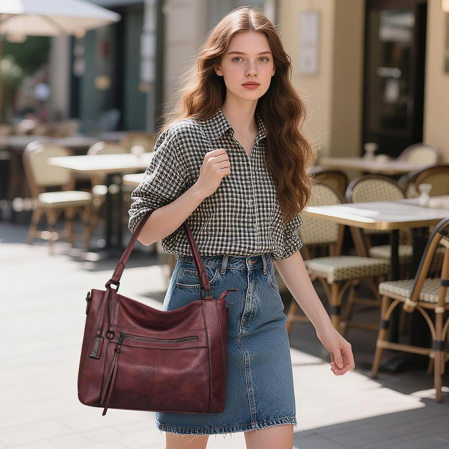 Only-bags.store Ensemble de 2 Sacs à Main avec Sac à Bandoulière et Portefeuille  