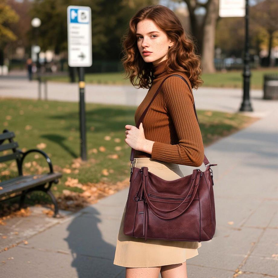 Only-bags.store Ensemble de 2 Sacs à Main avec Sac à Bandoulière et Portefeuille  