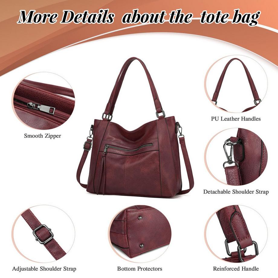 Only-bags.store Ensemble de 2 Sacs à Main avec Sac à Bandoulière et Portefeuille  