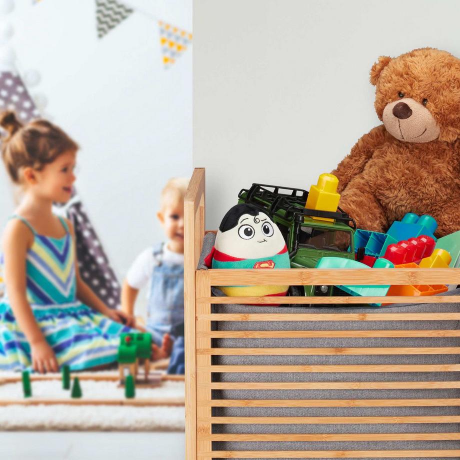 B2X Cesto portabiancheria in bambù con coperchio  