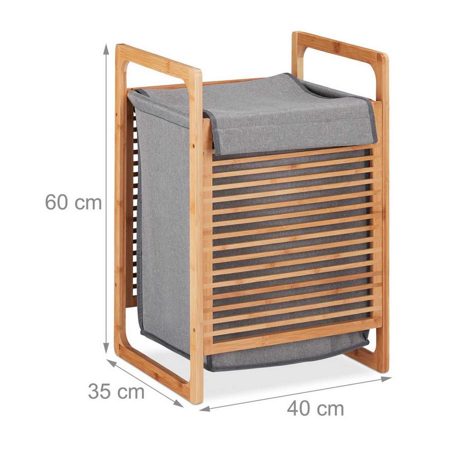 B2X Cesto portabiancheria in bambù con coperchio  
