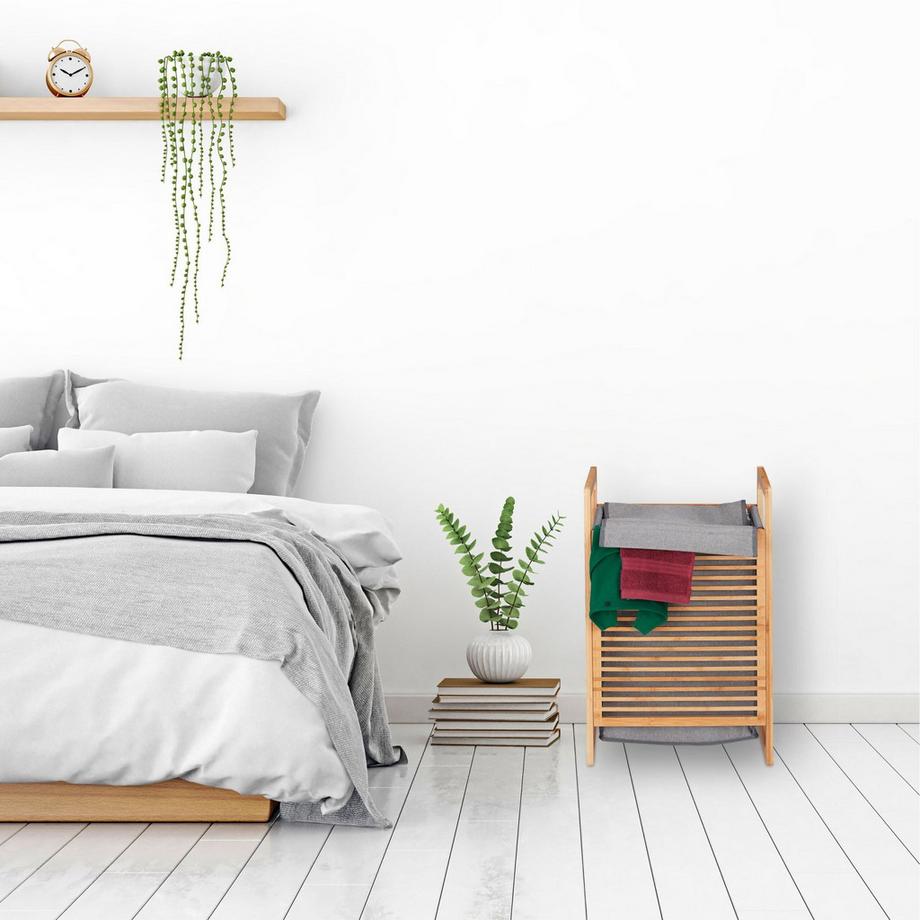 B2X Cesto portabiancheria in bambù con coperchio  