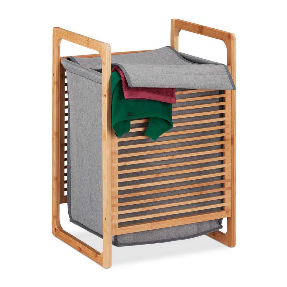 Cesto portabiancheria in bambù con coperchio