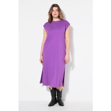 Jersey-Midikleid, oversized, Rundhals, ärmellos, Seitenschlitze