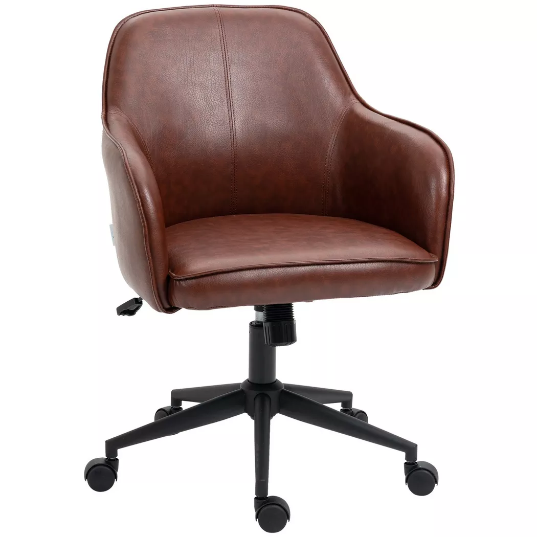 Northio – Bürostuhl Schreibtischstuhl Mit Wippfunktion, Rollen, Kunstlederoptik, 93-101 Cm Höhenverstellbar, Bis 120 Kg, Braun, One Size