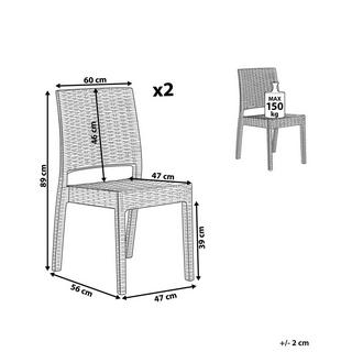 Beliani Gartenstuhl 2er Set aus Kunststoff Modern FOSSANO  