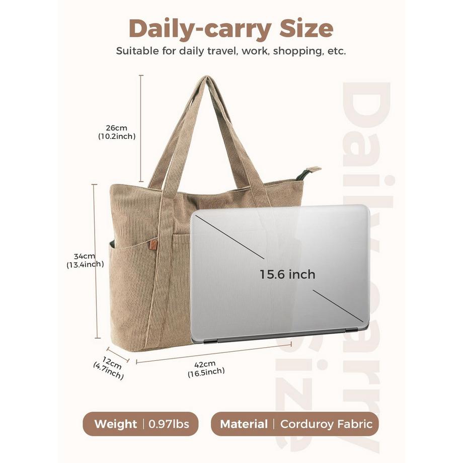 Only-bags.store Cordtasche mit Reissverschluss und Laptopfach  