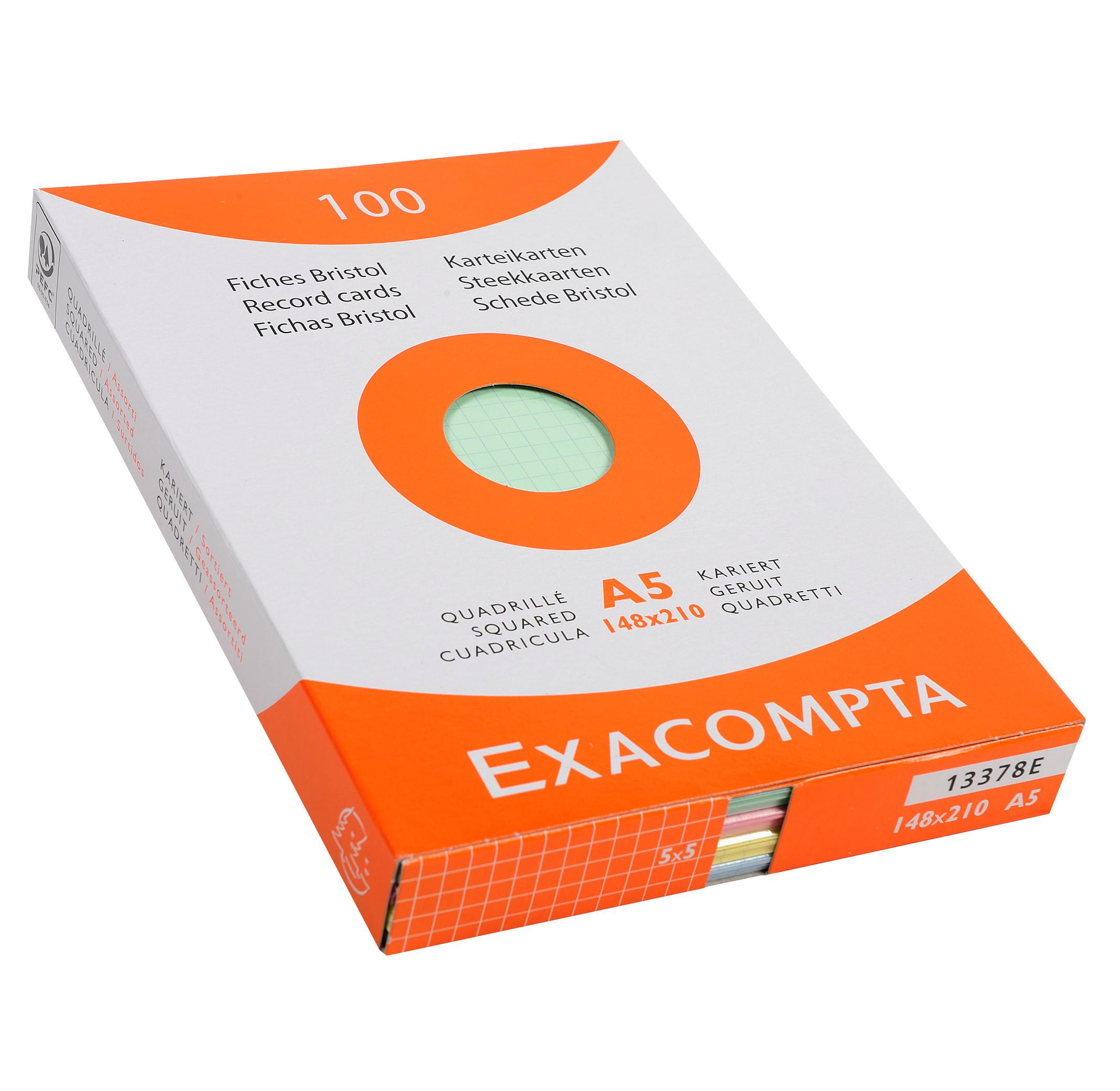 Exacompta Confezione 100 cartoncini bristol a quadretti non perforati 148x210mm - x 10  