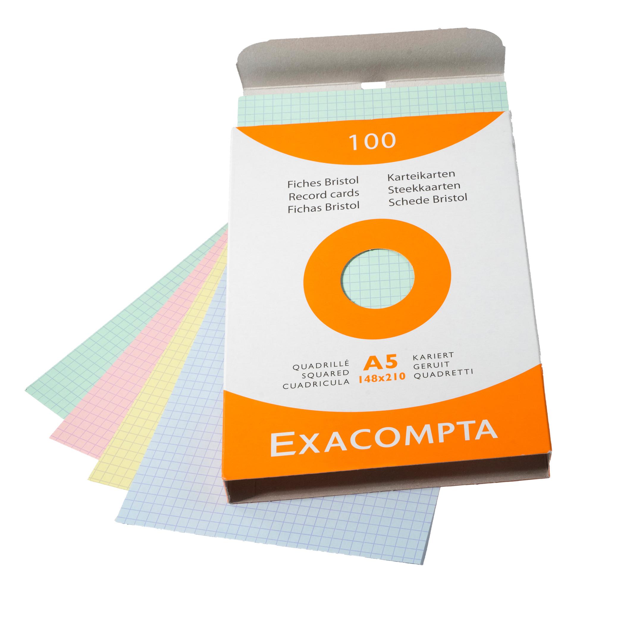 Exacompta Confezione 100 cartoncini bristol a quadretti non perforati 148x210mm - x 10  