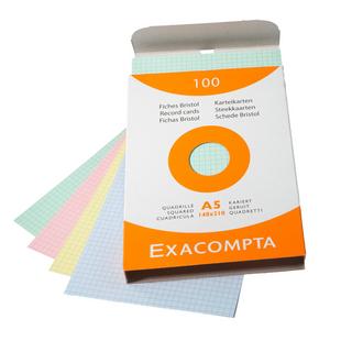 Exacompta Étui de 100 fiches - bristol quadrillé 5x5 non perforé 148x210mm - x 10  