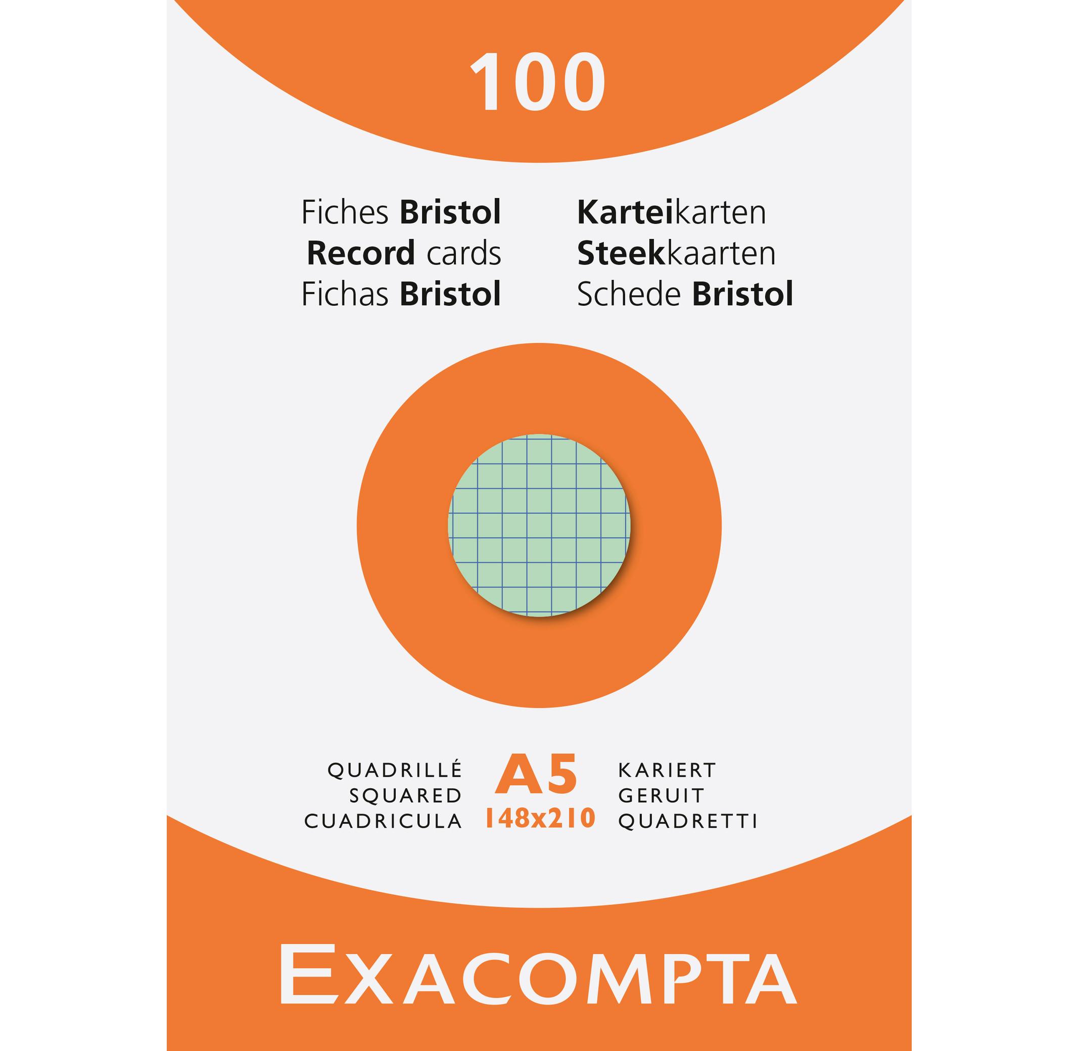 Exacompta Étui de 100 fiches - bristol quadrillé 5x5 non perforé 148x210mm - x 10  