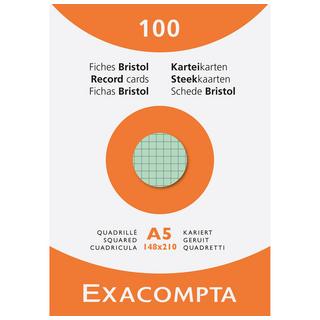 Exacompta Étui de 100 fiches - bristol quadrillé 5x5 non perforé 148x210mm - x 10  