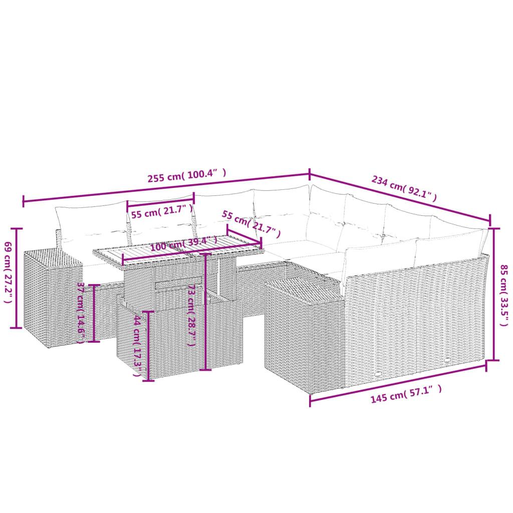 VidaXL Ensemble de canapés de jardin rotin synthétique  