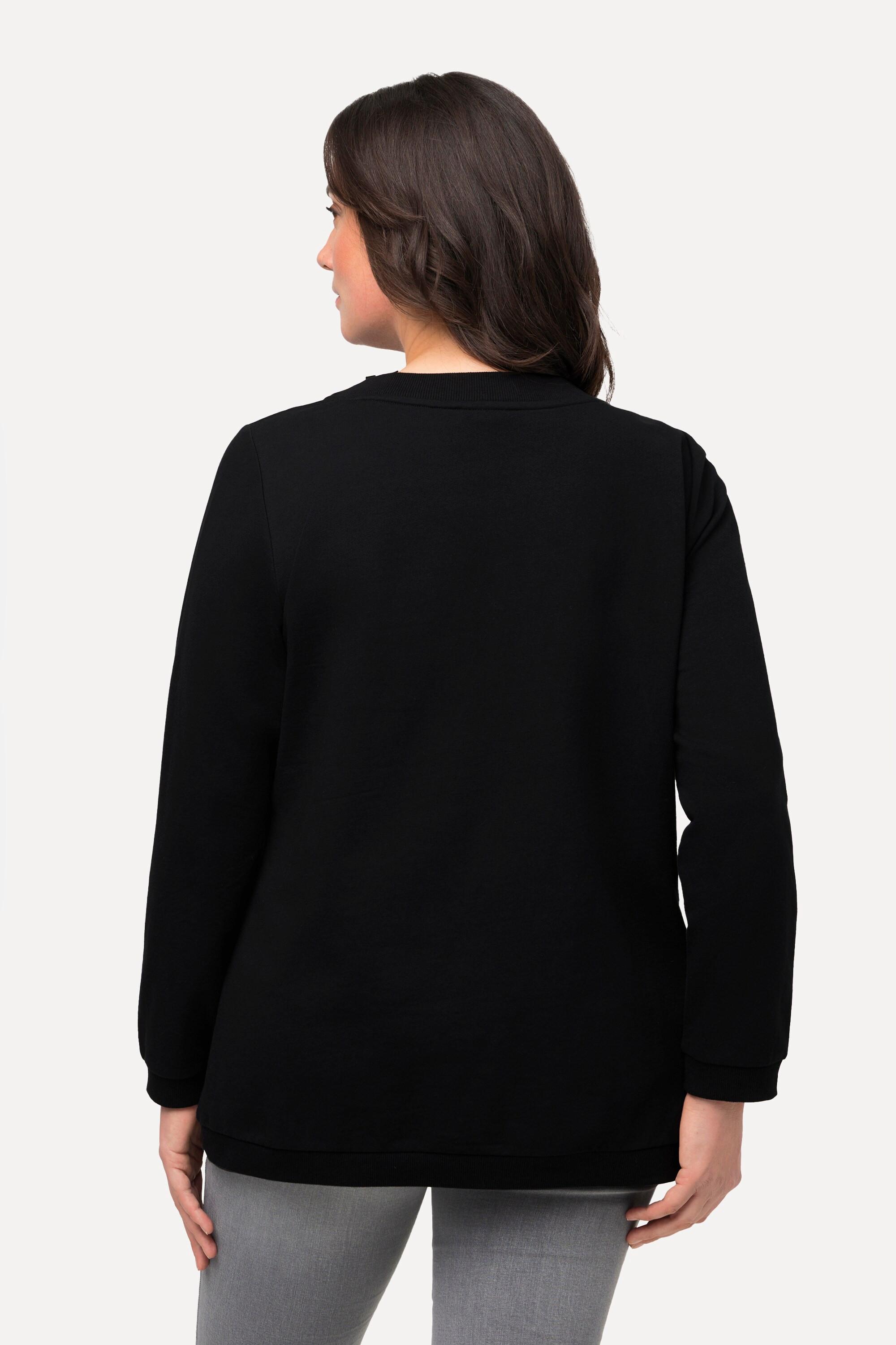 Ulla Popken  Sweatshirt, Statement-Bänder, V-Ausschnitt, Langarm 