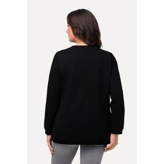 Ulla Popken  Sweat-shirt à manches longues, avec bandes fantaisie et col en V 