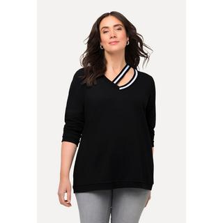 Ulla Popken  Sweatshirt, Statement-Bänder, V-Ausschnitt, Langarm 