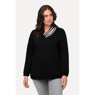 Ulla Popken  Sweatshirt, Statement-Bänder, V-Ausschnitt, Langarm 