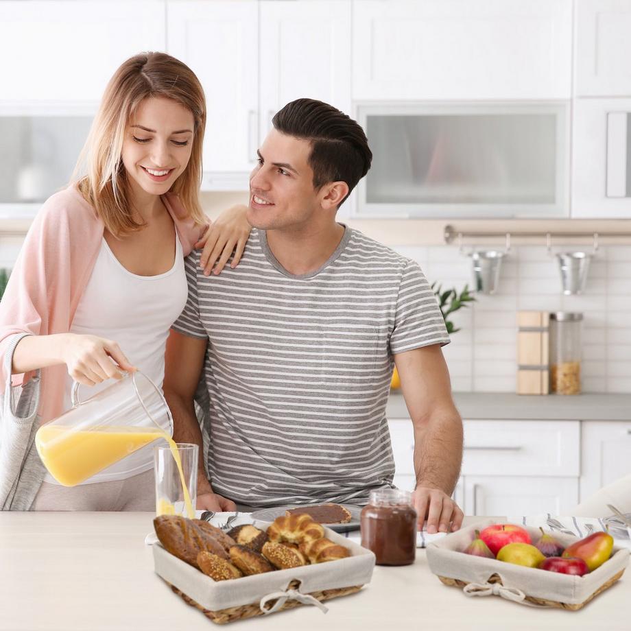 B2X ensemble de 3 corbeilles à pain avec insert en tissu  