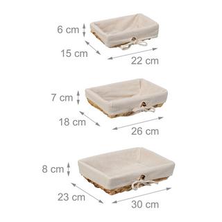 B2X set di 3 cestini per il pane con inserto in tessuto  