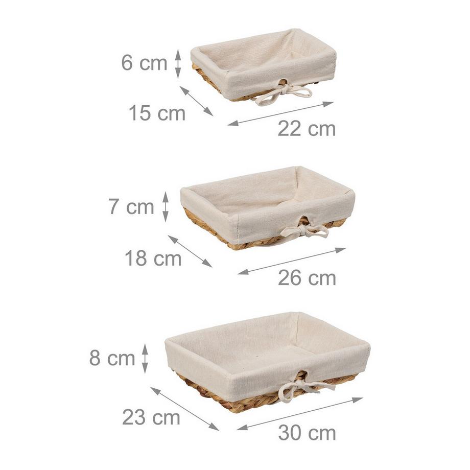 B2X ensemble de 3 corbeilles à pain avec insert en tissu  