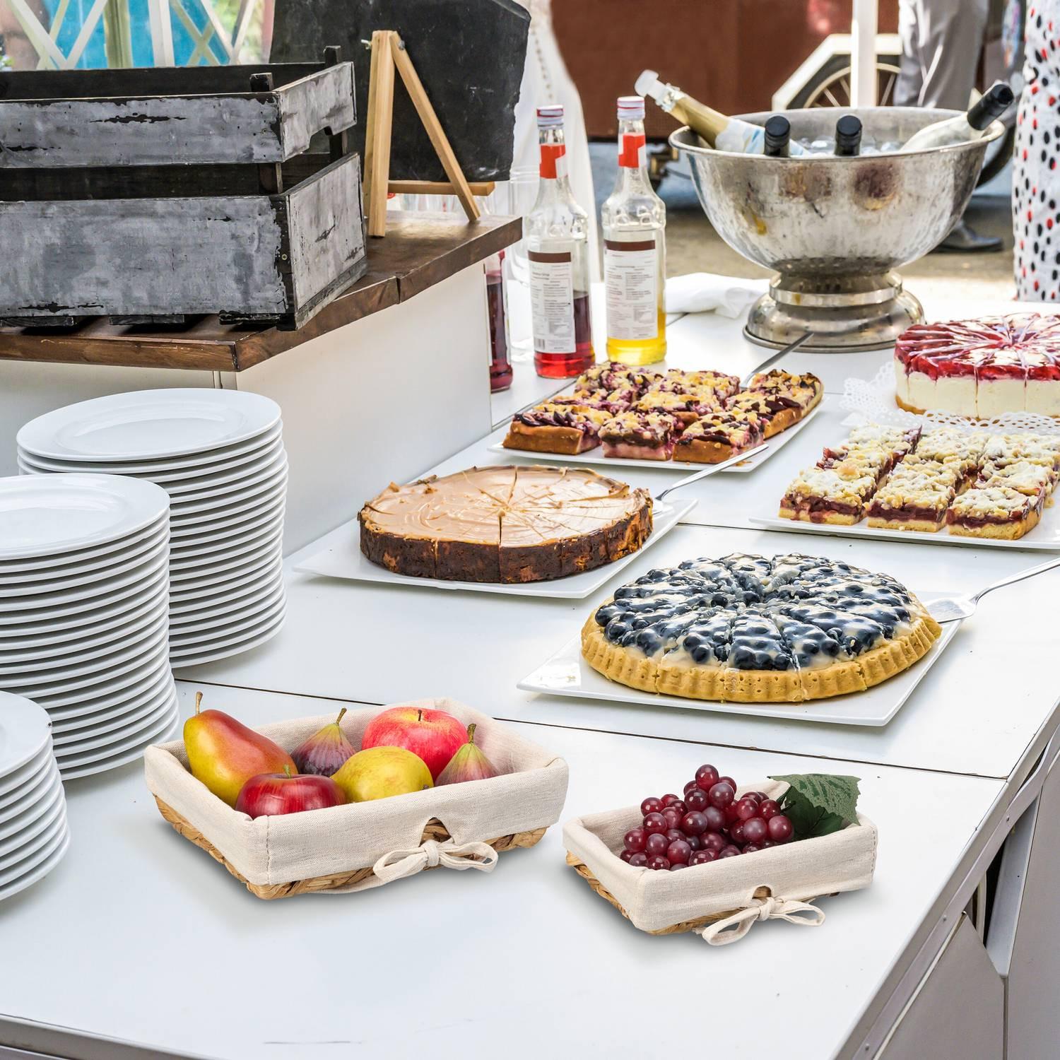 B2X set di 3 cestini per il pane con inserto in tessuto  